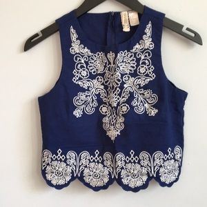 H&M Embroidered Crop Top
